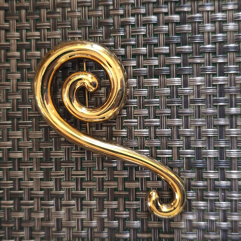 Vintage Monet, Shiny Goldtone, Abstract Swirl Brooch